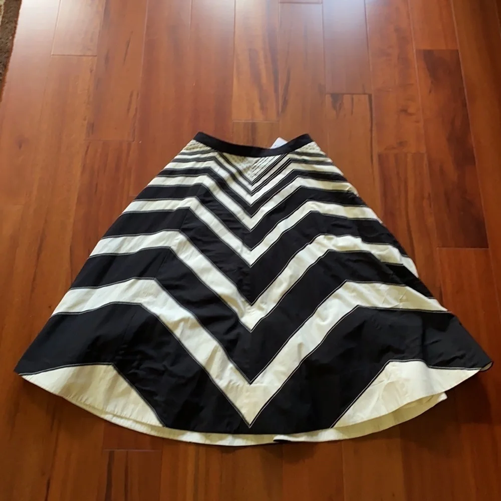Anthropologie Cream and black Meadow Rue chevron tulle skirt